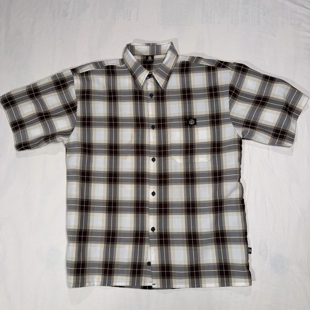 Lowrider Brown Plaid Button Up Shirt Y2K West Coast Chicano Large